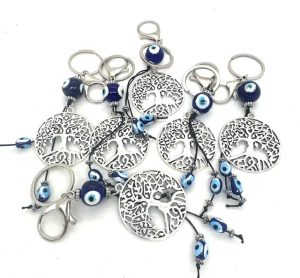 Blauwe Boze Oog Sleutelhanger Tree of Life Set van 6
