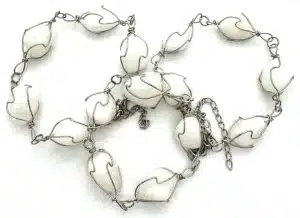 Gepolijste Edelsteen Armband Draadgewikkeld - Milky Quartz