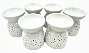 Oliebrander Set Wit met Bloemenmotief (6 stuks)