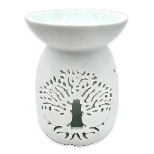 Oliebrander Wit Levensboom met Vogels 13 cm (groot)