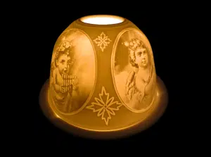 Porseleinen waxinelichthouder Cupido Muziek 8 cm