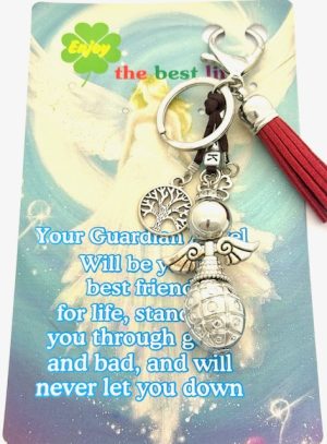 Rode "LUCK" Angel Sleutelhanger met Tassel