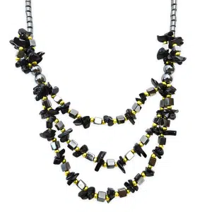 stenen en hematietketting Onyx 3 lagen