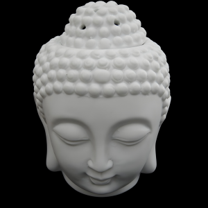 Witte Boeddha Hoofd Oliebrander 13 cm