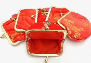 Brocade Muntenportemonnee met Metalen Frame – Set (6 stuks)