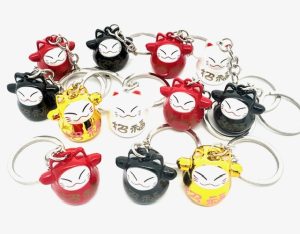 Lucky Cat Metalen Sleutelhanger II (12 stuks)