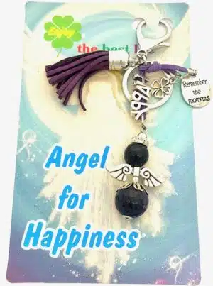 Paars “HAPPY” Angel Sleutelhanger