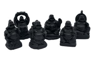 3 cm Zwarte Lachende Boeddha Set (6 stuks)