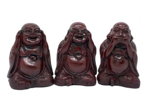 Hoor, Zie, Spreek Geen Kwaad – Lachende Boeddha (Rood)