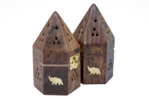 Houten Olifant Piramide Kegel Brander (2 stuks)