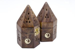 Houten Yin Yang ☯ Piramide Kegel Brander (2 stuks)