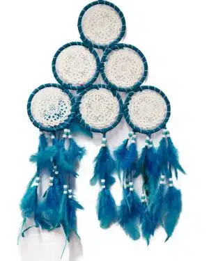 8 cm + 6 Ring Haakwerk Kant Dromenvanger – Blauw