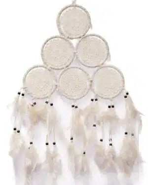 8 cm + 6 Ring Haakwerk Kant Dromenvanger – Wit