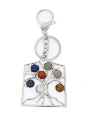 7 Chakra Metalen Levensboom Sleutelhanger