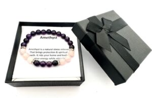 8mm Armband met Cadeaudoos - Amethyst en Diamant