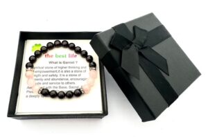 8mm Armband met Cadeaudoos - Granaat en Diamant