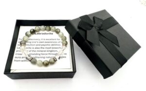 8mm Armband met Cadeaudoos - Labradoriet en Diamant