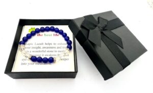 8mm Armband met Cadeaudoos - Lapis Lazuli en Diamant