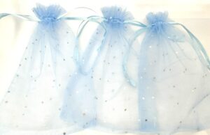 13 x 20cm Lichtblauwe Organza Stippeltjes (50 Stuks)