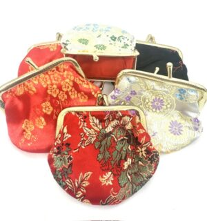 Brocade Muntenportemonnee met Metalen Frame – Set (6 stuks)